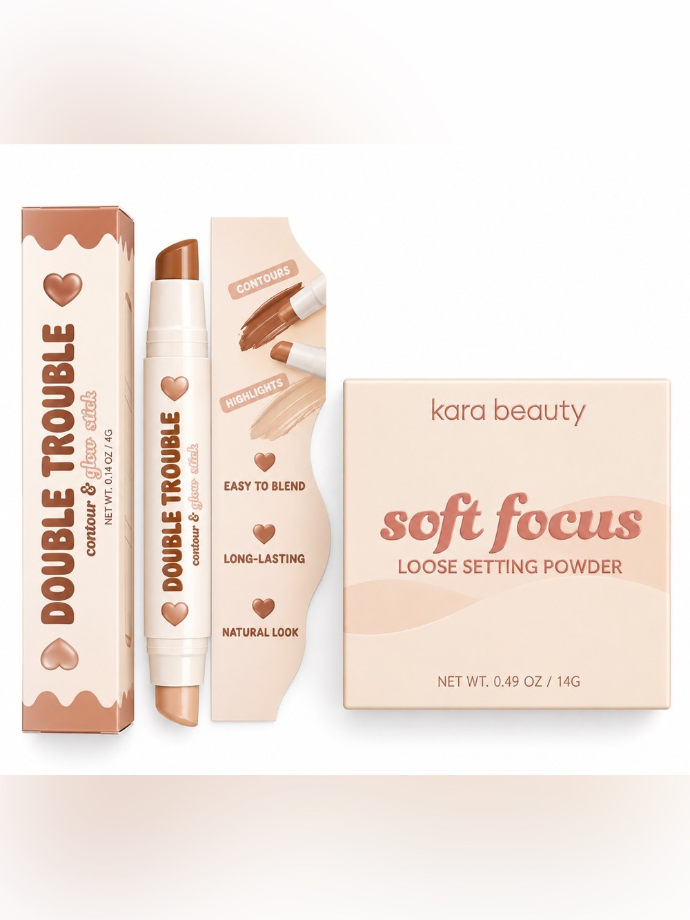 Soft Focus Loose Setting Powder & Double Trouble Contour Stick - Ash Brown